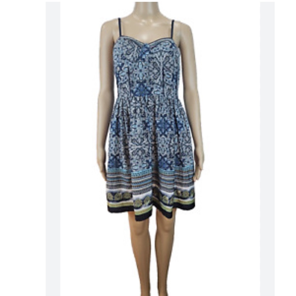 American Rag Woman Bustier Paisley Pockets Smocked Dress